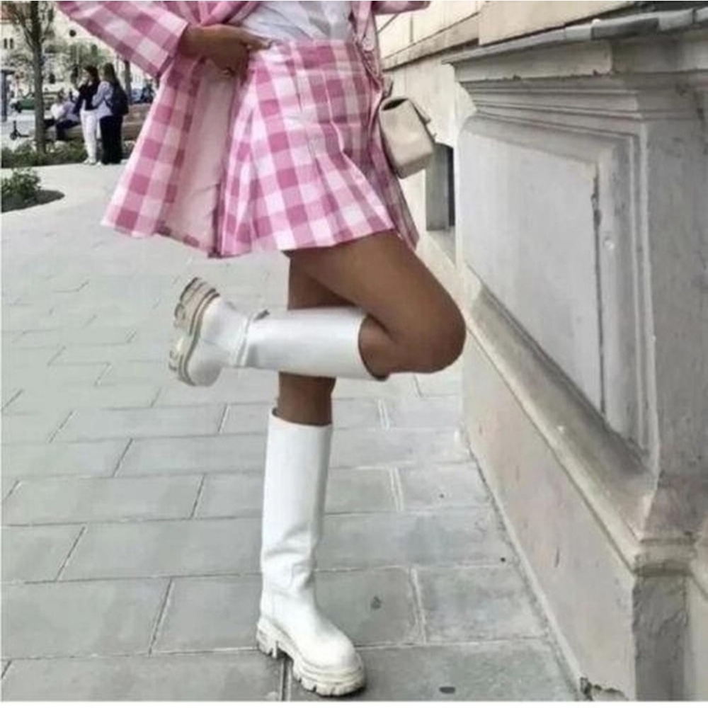 Zara Pink and White Checkered Gingham Skort